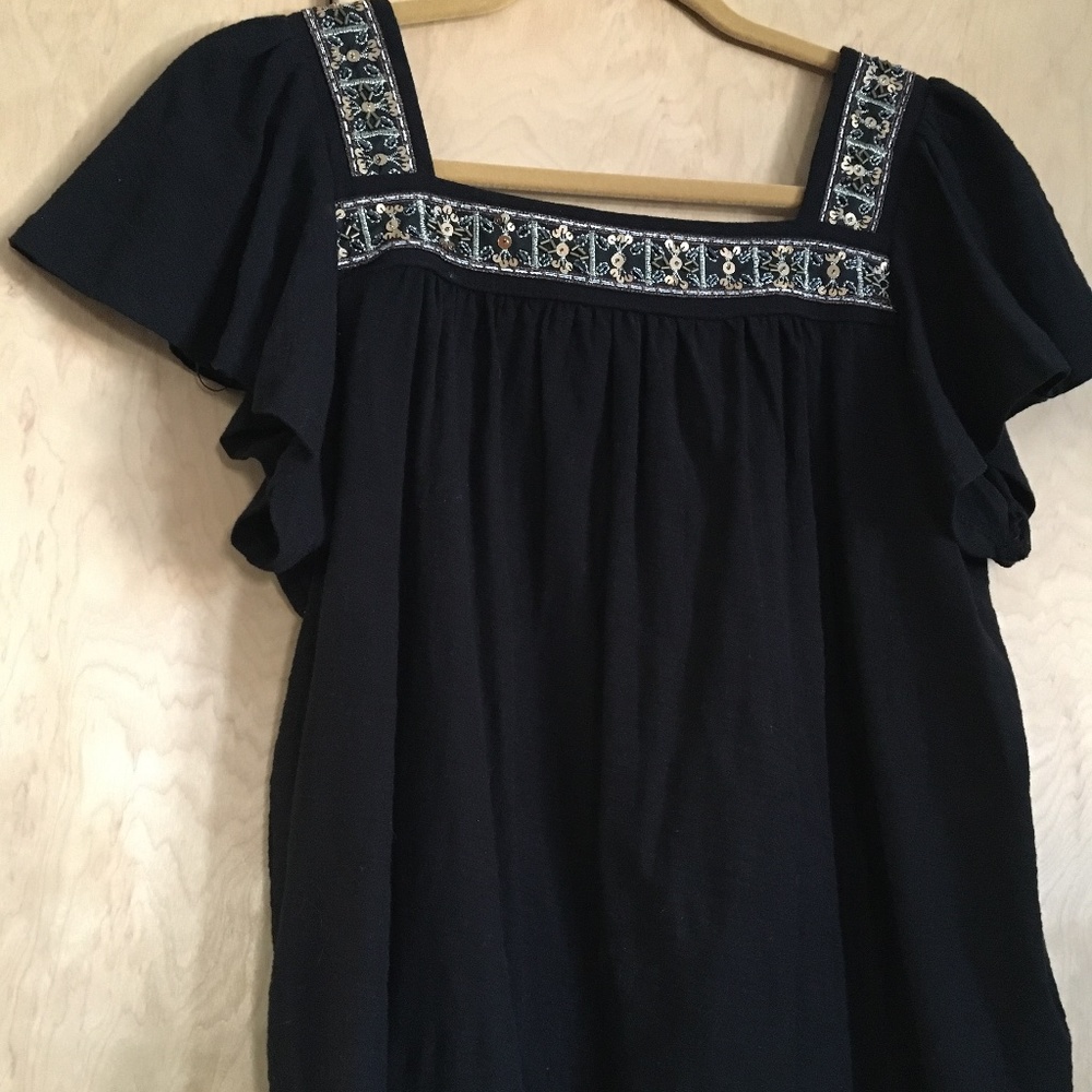 Vince Camuto Fancy Trim Top, Black, S